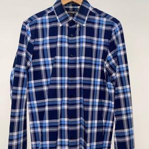 Navy Striped Modern Fit Dress Shirt